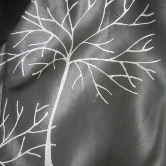 Vtg TAPP New York Womens M Black Gray Tree Print Lamb Leather Vest Fur Collar - Picture 4 of 13